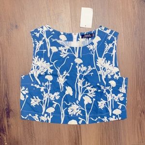 Blue Floral Crop Top